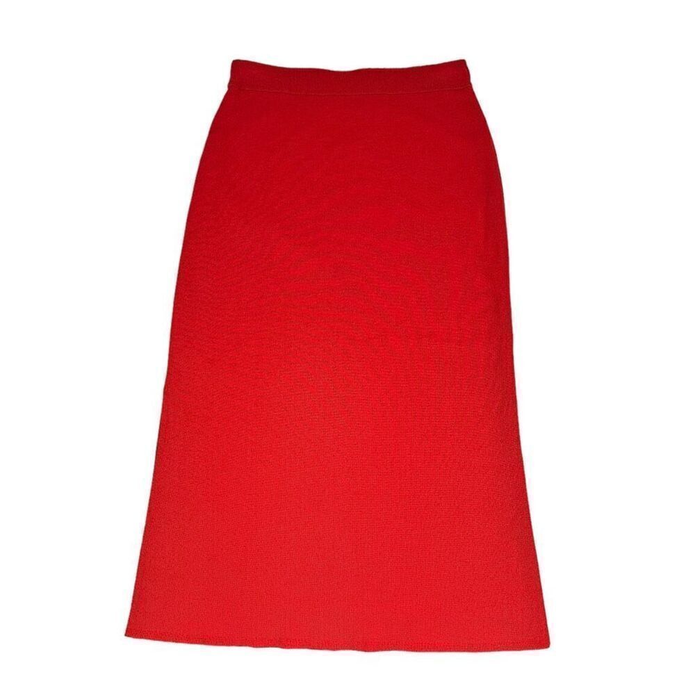 Gispa Red Knit Side Slit Midi Skirt size 6